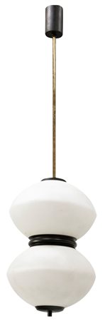 STILNOVO Lampada a sospensione in ottone e metallo laccato, doppio diffusore...