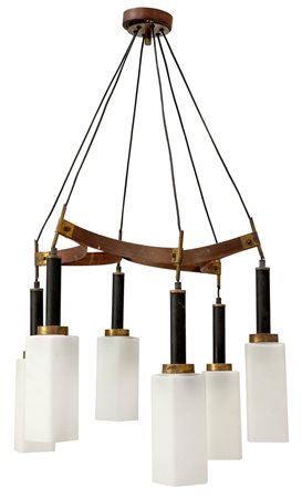 PRODUZIONE ITALIANA Lampada a sospensione con struttura in metallo laccato,...