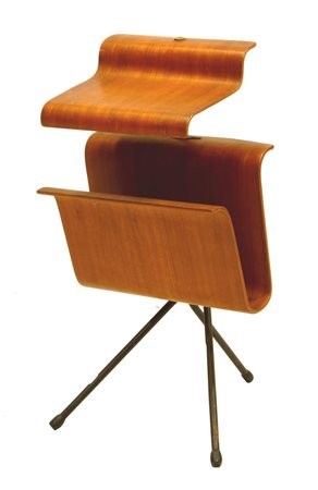 RATTI CARLO Portariviste con tavolino in legno curvato di palissandro,...