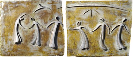 Virgilio Guidi (Roma, 1891 - Venezia, 1984) GIROTONDO- DITTICO Terracotta...