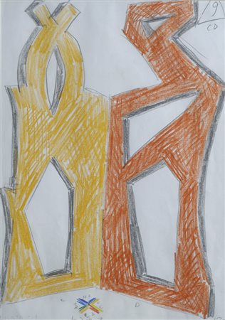 Riccardo Licata (Torino, 1929) COMPOSIZIONE (FRONTE/RETRO), 1999 Pastelli su...