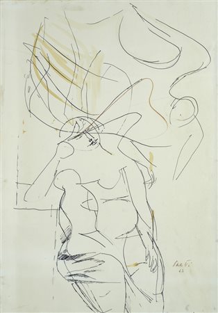 Bruno Saetti (Bologna, 1902 - 1984) FIGURE E ANGELO, 1963 China su carta...