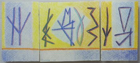 Riccardo Licata (Torino, 1929) COMPOSIZIONE-TRITTICO, 2001 Pastelli su carta,...