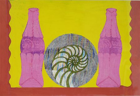 Andrea Picini (Roma - 1935) COCA COLA CON LUMACA 2 Tecnica mista su carta,...