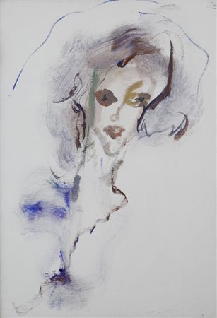 Ernesto Treccani (Milano, 1920 - 2009) VOLTO Olio su tela, cm. 50x35,5 Firma...