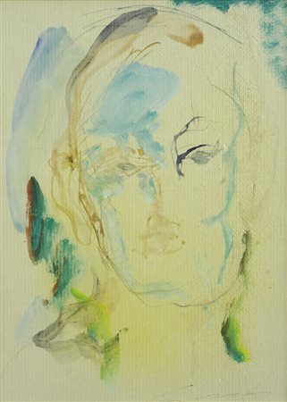 Ernesto Treccani (Milano, 1920 - 2009) VOLTO Olio su carta riportata su tela,...