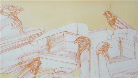 Fabrizio Clerici (Milano, 1913 - Roma, 1993) I SOLDATI LONTANI Tecnica mista...