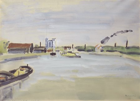 Orfeo Tamburi (Jesi, 1910 - Parigi, 1994) REIMS - LE PORTE, 1949 Acquarello...