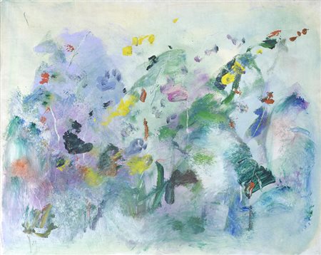 Ernesto Treccani (Milano, 1920 - 2009) FIORI Olio su tela, cm. 100,5x80,5...