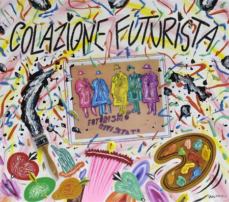 Bruno Donzelli (Napoli, 1941) COLAZIONE FUTURISTA Tecnica mista e...