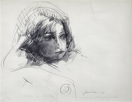 Piero Guccione (Scicli, 1935) STUDIO DI RITRATTO, 1962 Inchiostro e...
