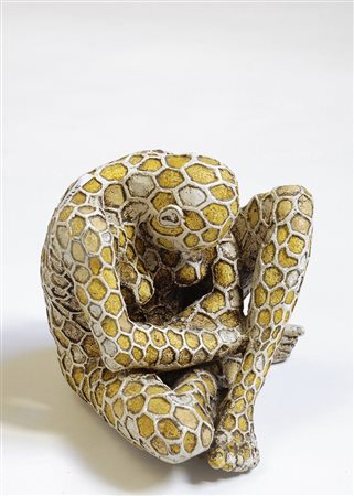 Rabarama (Roma, 1967) TRANS-ALVEOLO, 1997 Bronzo policromo, cm. 21x18x15; es....