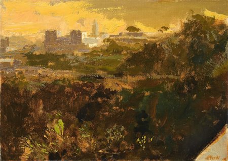 Ugo Attardi (Sori, 1923 - Roma, 2006) ROMA Olio su tela, cm. 35x50 Firma in...