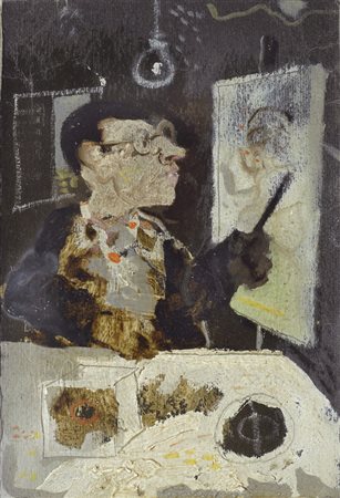 Antonio Possenti (Lucca, 1933) UN PITTORE Olio su cartone, cm. 15x10 Firma e...