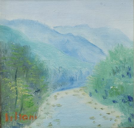 Umberto Lilloni (Milano, 1898 - 1980) FIUME Olio su tela, cm. 14,5x14,5 Firma...
