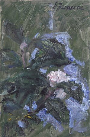 Enzo Faraoni (S. Stefano Magra, 1920) FIORI, 1969 Olio su cartone telato, cm....