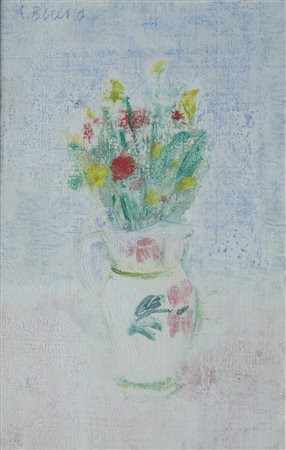 Giuseppe Banchieri (Milano, 1927 - Pisa, 1994) FIORI SUL TAVOLO, 1976 Olio su...