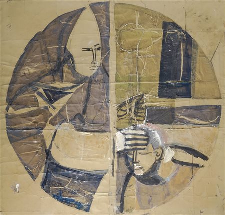 Bruno Saetti (Bologna, 1902 - 1984) SENZA TITOLO Tecnica mista e collage su...