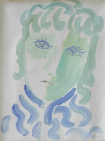 Virgilio Guidi (Roma, 1891 - Venezia, 1984) TESTA, FINE ANNI ‘60 Olio su...