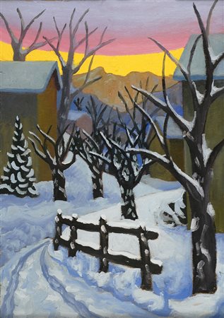 Salvo (Leonforte, 1947) PAESAGGIO, 1986 Olio su tavola, cm. 44,5x31,5 Sul...