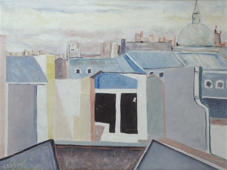Giuseppe Cesetti (Tuscania, 1902 - 1990) QUARTIERE LATINO A PARIGI Olio su...
