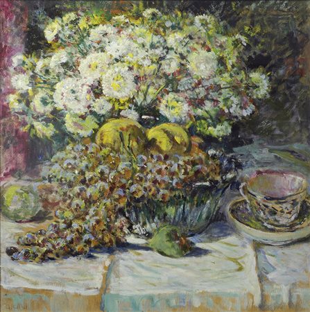 Galileo Chini (Firenze, 1873 - 1956) NATURA MORTA, 1950 Olio su compensato,...