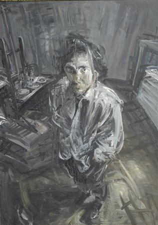 Alessandro Papetti (Milano, 1958) AUTORITRATTO NELLO STUDIO Olio su faesite,...