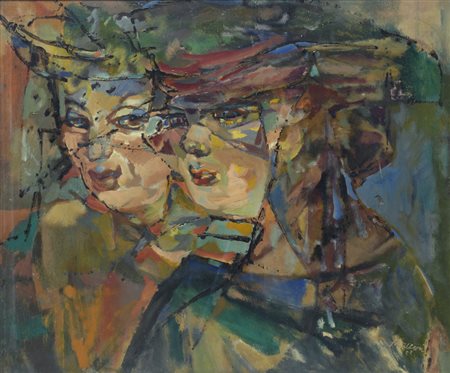 Mino Maccari (Siena, 1898 - Roma, 1989) SIGNORE, 1952 Olio su compensato, cm....