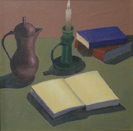 Mino Maccari (Siena, 1898 - Roma, 1989) INNAMORATI, 1956 Olio su tavola, cm....