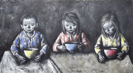 Xavier Bueno (Vera de Bidasoa, 1915 - Fiesole, 1979) BAMBINE, 1961 Olio su...