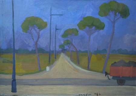 Mario Mafai (Roma, 1902 - 1965) PAESAGGIO DEI PINI, 1927 Olio su tela, cm....