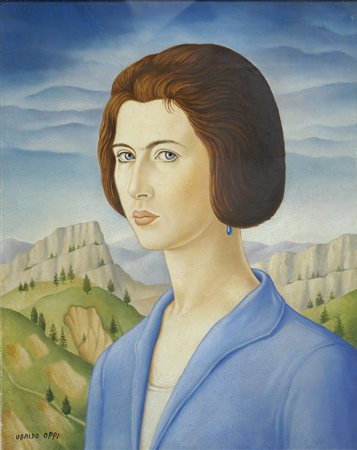 Ubaldo Oppi (Bologna, 1889 - Vicenza, 1942) VOLTO DI DHELY, 1922 Olio su...