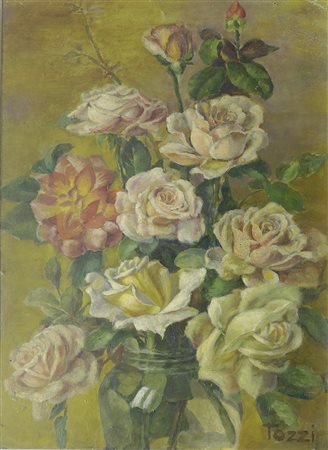 Mario Tozzi (Fossombrone, 1895 - Francia, 1979) ROSE, 1919 Olio su faesite,...