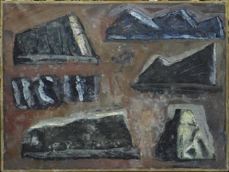 Mario Sironi (Sassari, 1885 - Milano, 1961) MONTAGNE, 1961 Olio e tempera su...
