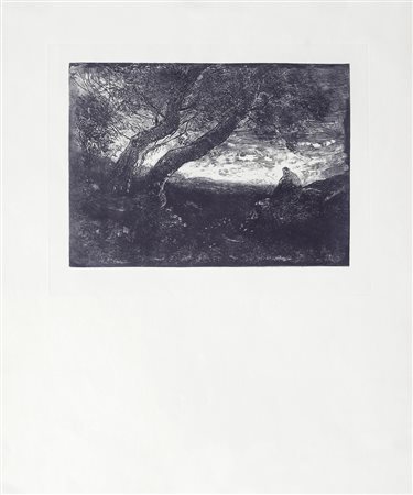 Jean-Baptiste Corot (Parigi, 1796 - 1875) LE SONGEUR, 1854 Acquaforte, mm....
