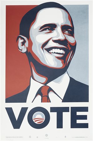 Shepard Fairey (Charleston, 1970) OBAMA-VOTE, 2008 Stampa Offset, mm....