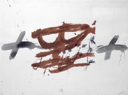 Antoni Tapies (Barcellona, 1923) SENZA TITOLO Litografia, mm. 580x765; es....