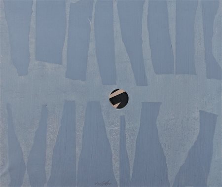 DANGELO SERGIO Milano 1932Luna prigioniera, 1969tempera e collage su tela cm....