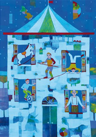 SUDATI MARCO Cremona 04/04/1948La casa dei funamboliolio su tela cm. 70x50,...