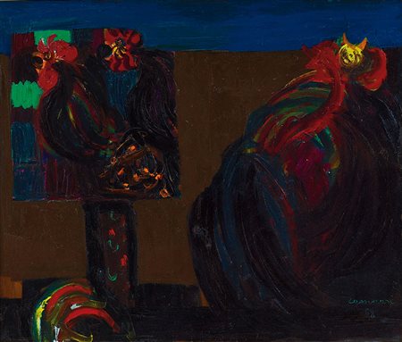 CASSINARI BRUNO Piacenza 28/10/1912 - Milano 26/03/1992Galli, 1968olio su...