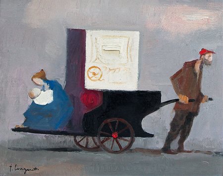 LONGARETTI TRENTO Treviglio (Bg) 27/09/1916Famiglia con organettoolio su tela...