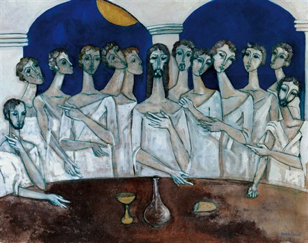 LANDI BRUNO Roma 23/03/1941Ultima cena, 2008olio su tela cm. 80x100x3,5;...