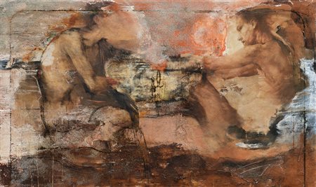 SAMORI' NICOLA Forlì 1977Contea, 2001affresco su tela cm. 110x180, firma in...