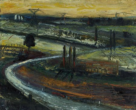 ALIOTO MASSIMILIANO Brindisi 06/05/1972Paesaggio, 1999olio su tela di juta...