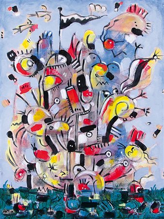 MANSUETO ANTOH Napoli 18/05/1960Babel tree "L'albero di Babele", 2013olio e...