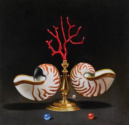 SCIACCA ANTONIO Catania 13/05/1957Senza titoloolio su tela cm. 80x80x2, firma...