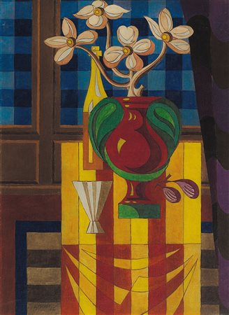 GISCHIA LEON Bax Landes 08/06/1903 - Venezia 1991Natura morta con vaso rosso,...