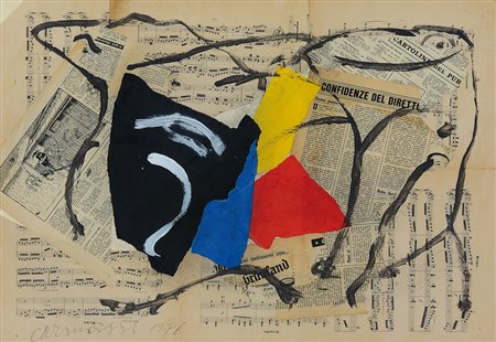 CARMASSI ARTURO Lucca 02/07/1925Senza titolo, 1976tecnica mista e collage su...