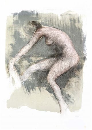 AJMONE GIUSEPPE Carpignano Sesia 1923 - 2005 Nudo litografia es.74/125 70x50...