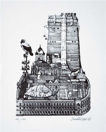 TRUBBIANI VALERIANO Macerata 1937 senza titolo 1965 acquaforte es. 64/100...